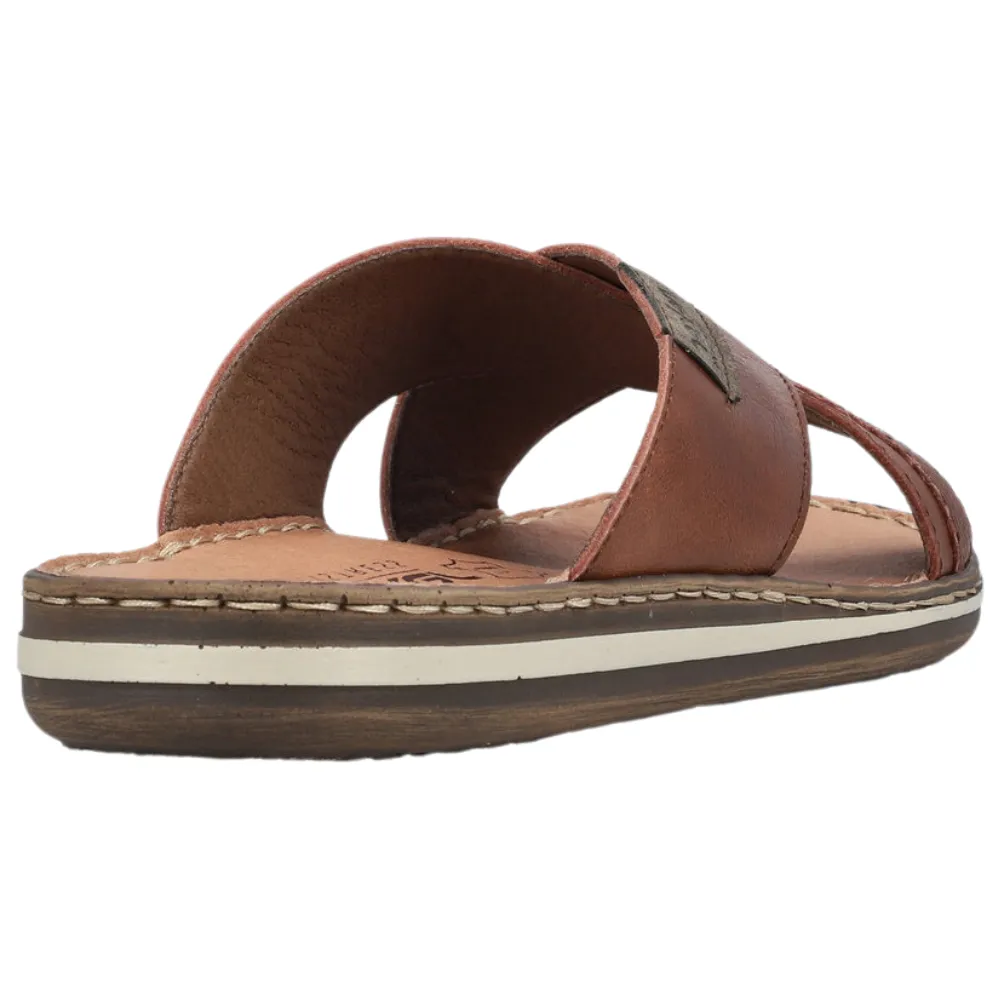 Rieker 21082-24 Mens Wide Fit Leather Slip On Sandal