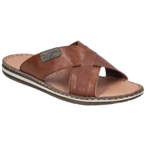 Rieker 21082-24 Mens Wide Fit Leather Slip On Sandal