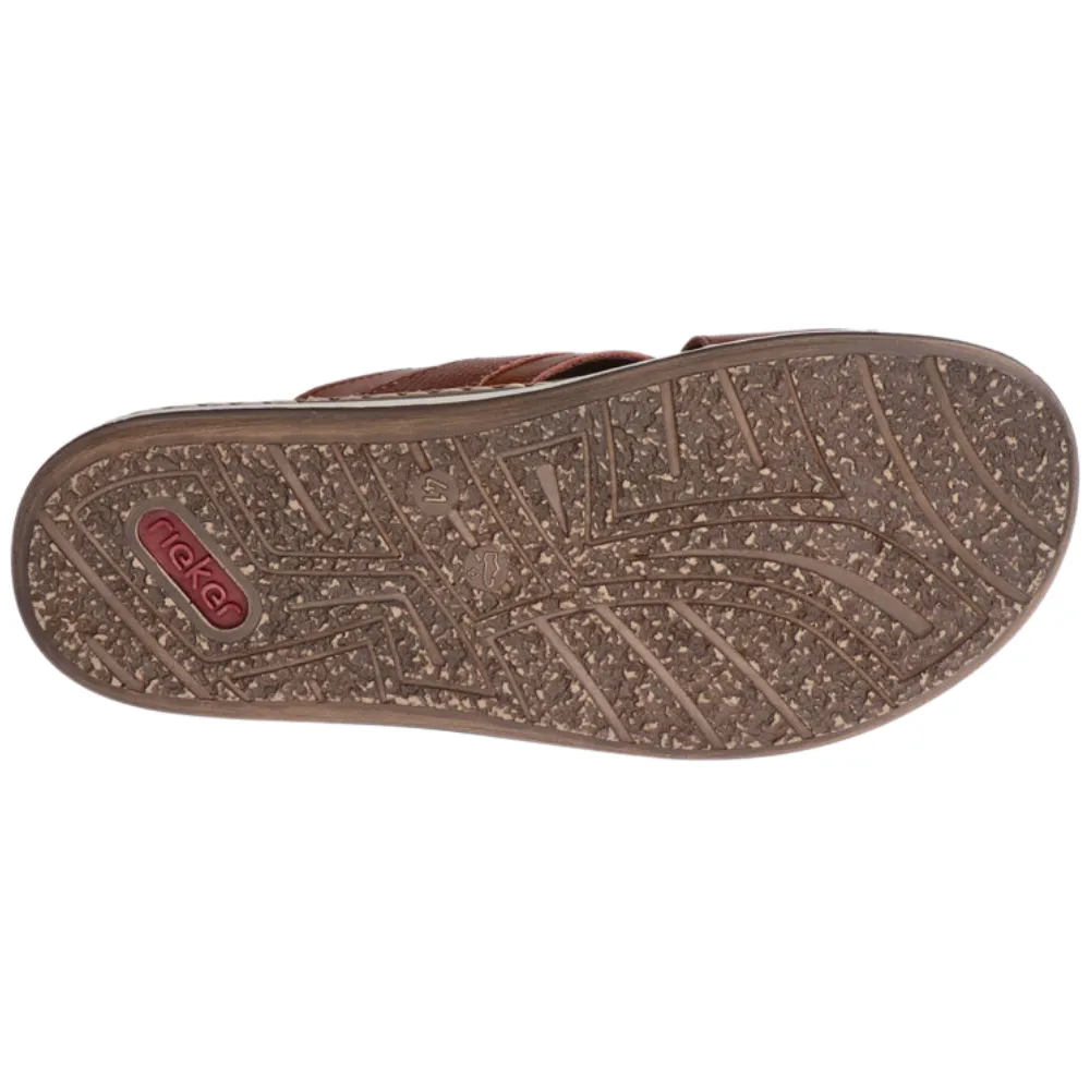 Rieker 21082-24 Mens Wide Fit Leather Slip On Sandal