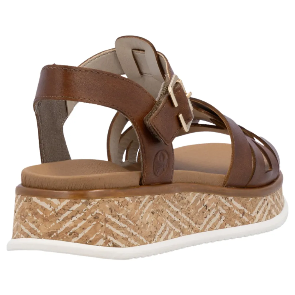 Rieker W0853-24 Womens Leather Touch Fastening Sandal