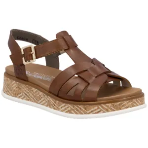 Rieker W0853-24 Womens Leather Touch Fastening Sandal