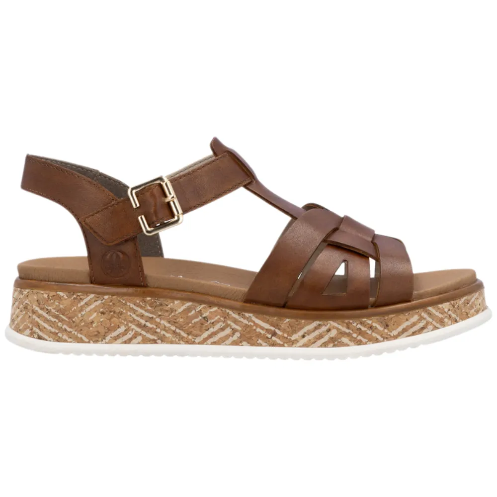 Rieker W0853-24 Womens Leather Touch Fastening Sandal