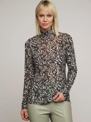 Rino & Pelle Haylee Mesh Top Black & Artichoke Doodle