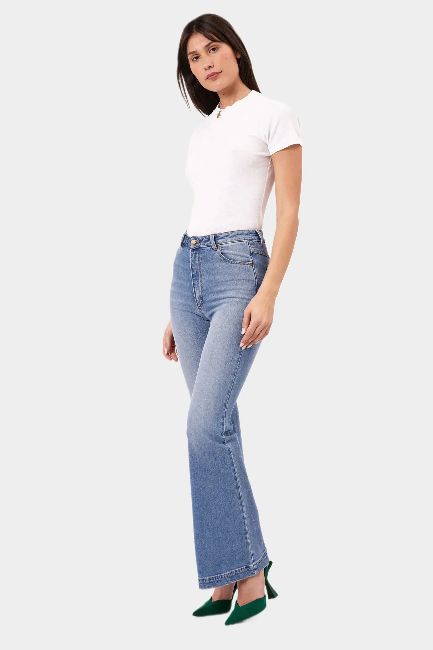 ROLLAS Womens Eastcoast Denim Flare Kate - Mid Vintage Blue