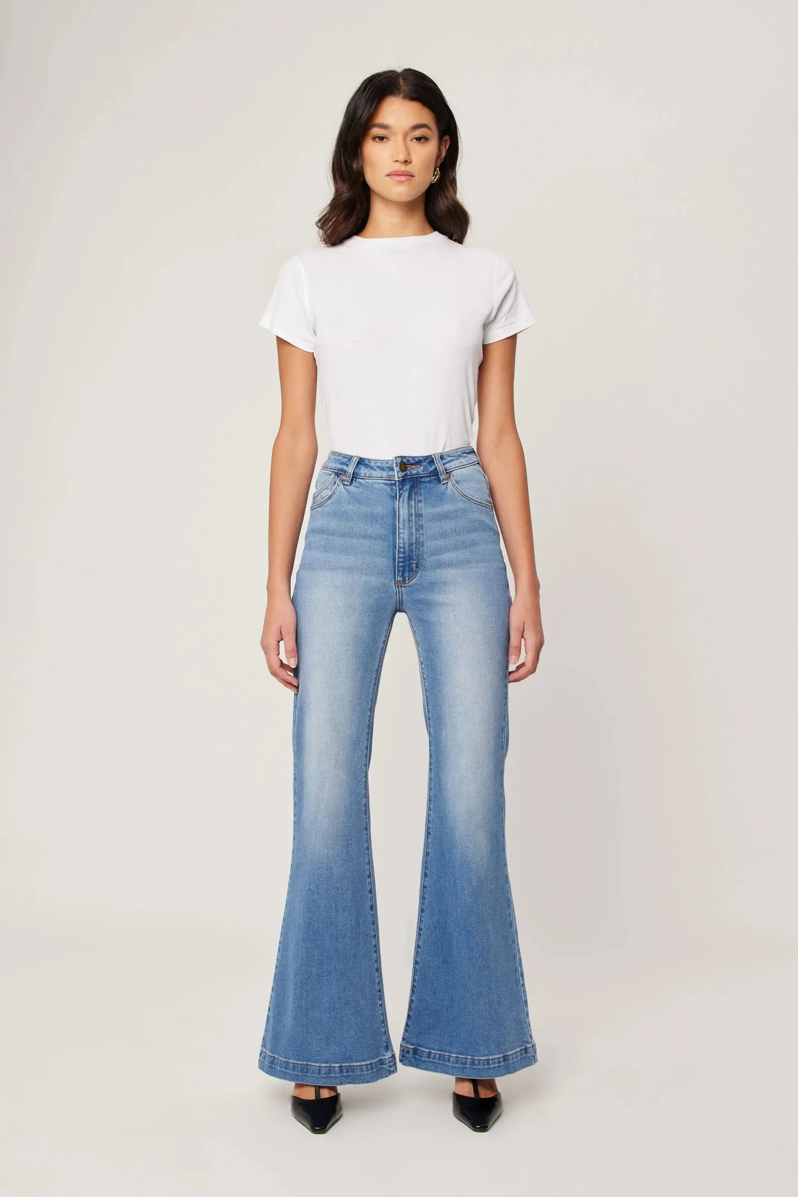 ROLLAS Womens Eastcoast Denim Flare Kate - Mid Vintage Blue