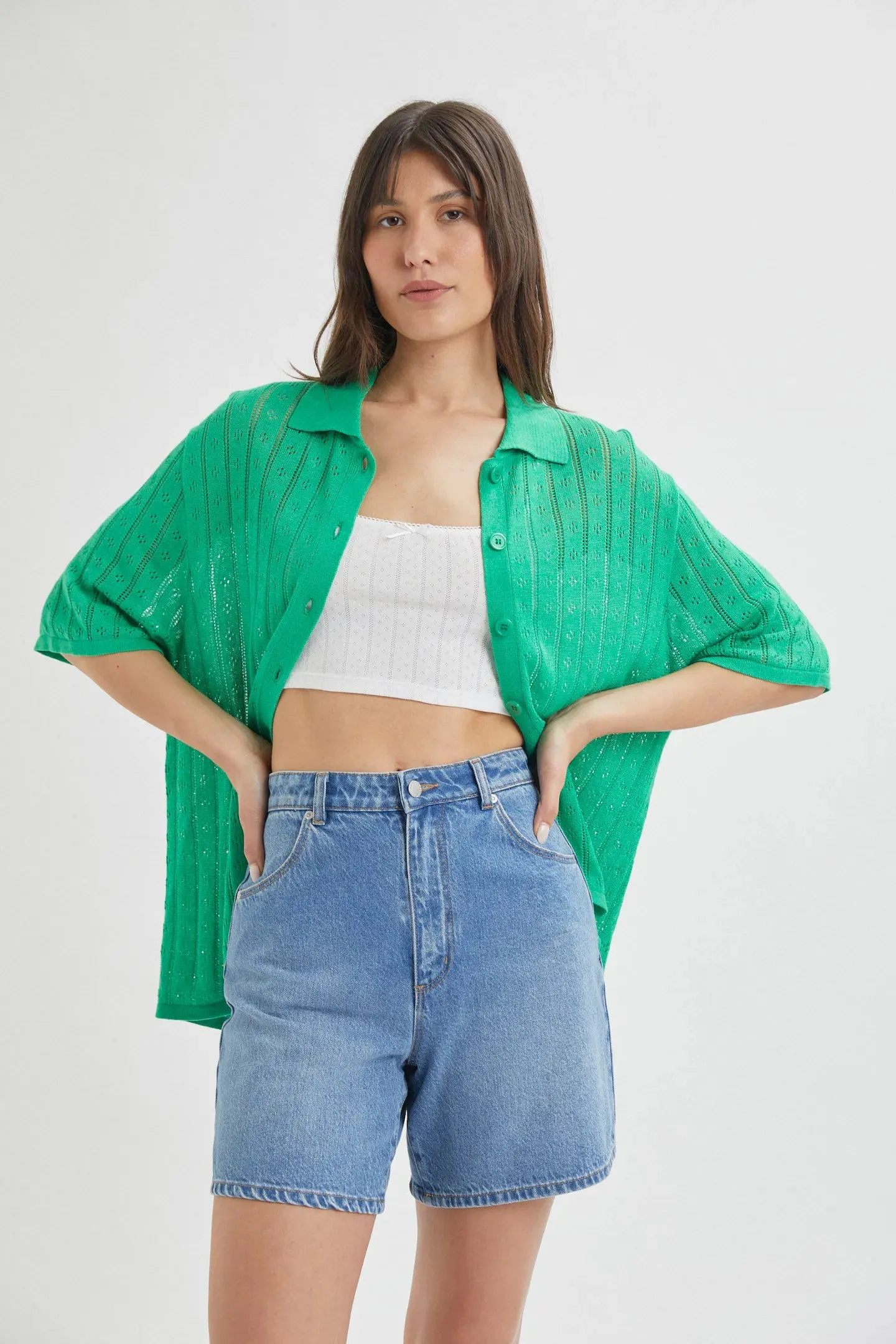 ROLLAS Womens Milan Short Sleeve Knit Shirt - Grass