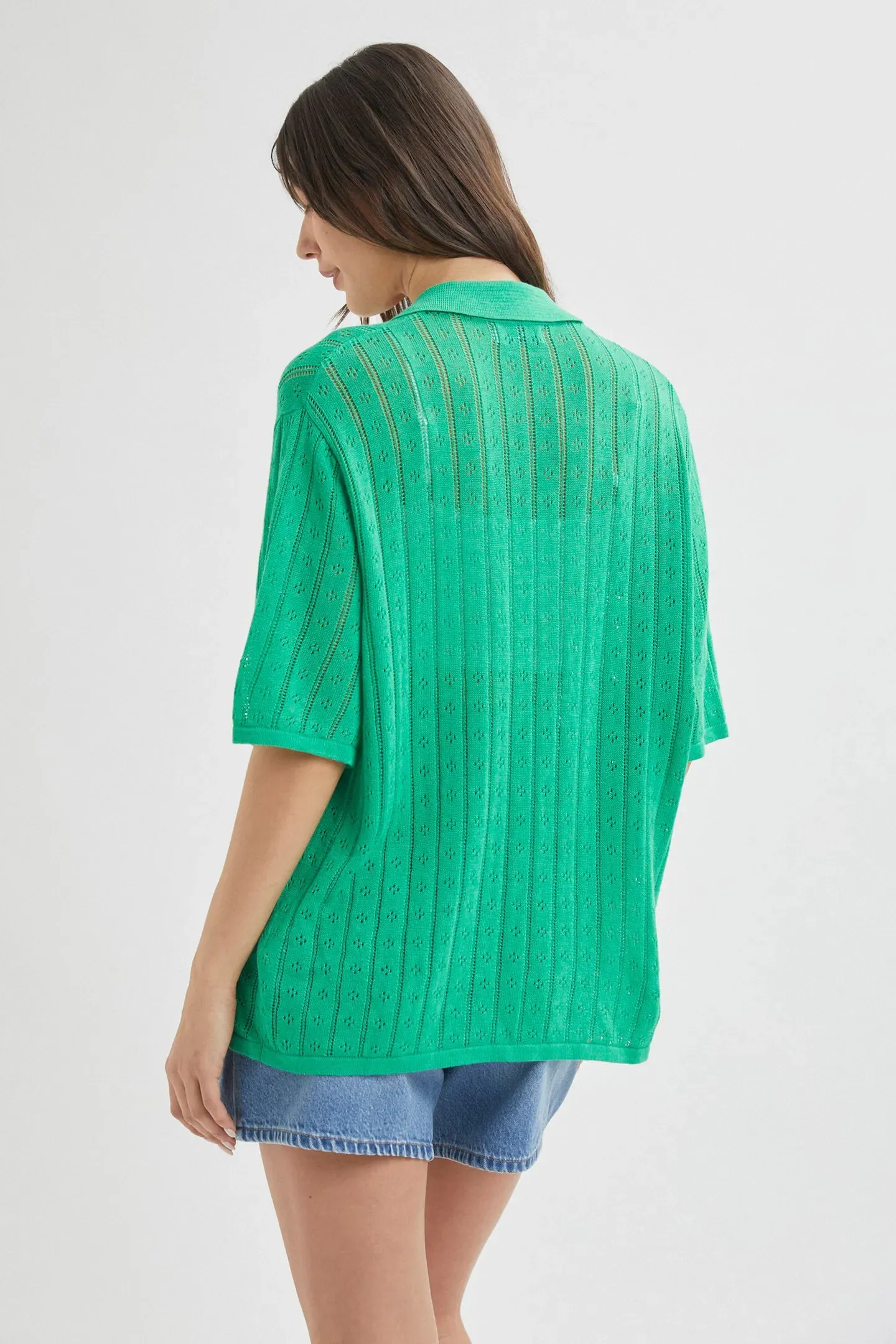 ROLLAS Womens Milan Short Sleeve Knit Shirt - Grass