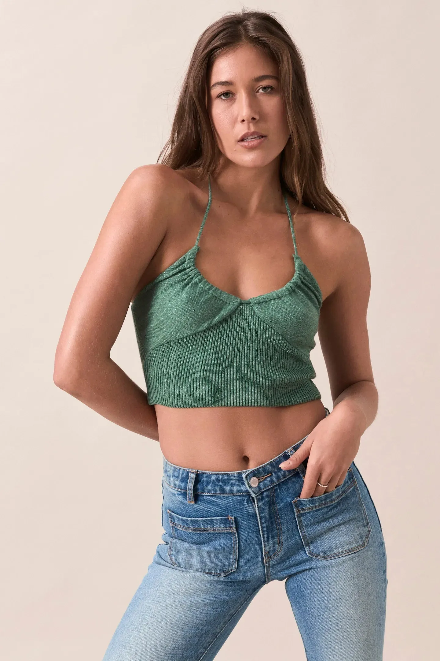 ROLLAS Womens Phoebe Knit Cami Emerald