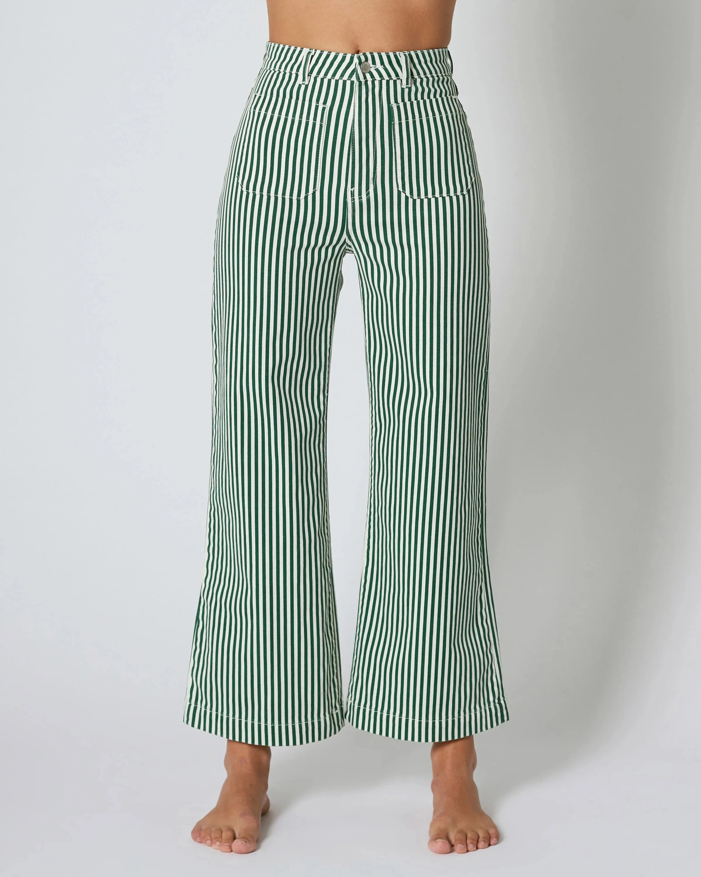 ROLLAS Womens Sailor Jean Laura Stripe Basil