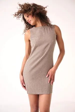 ROLLAS Womens Shift Dress Gingham - Khaki
