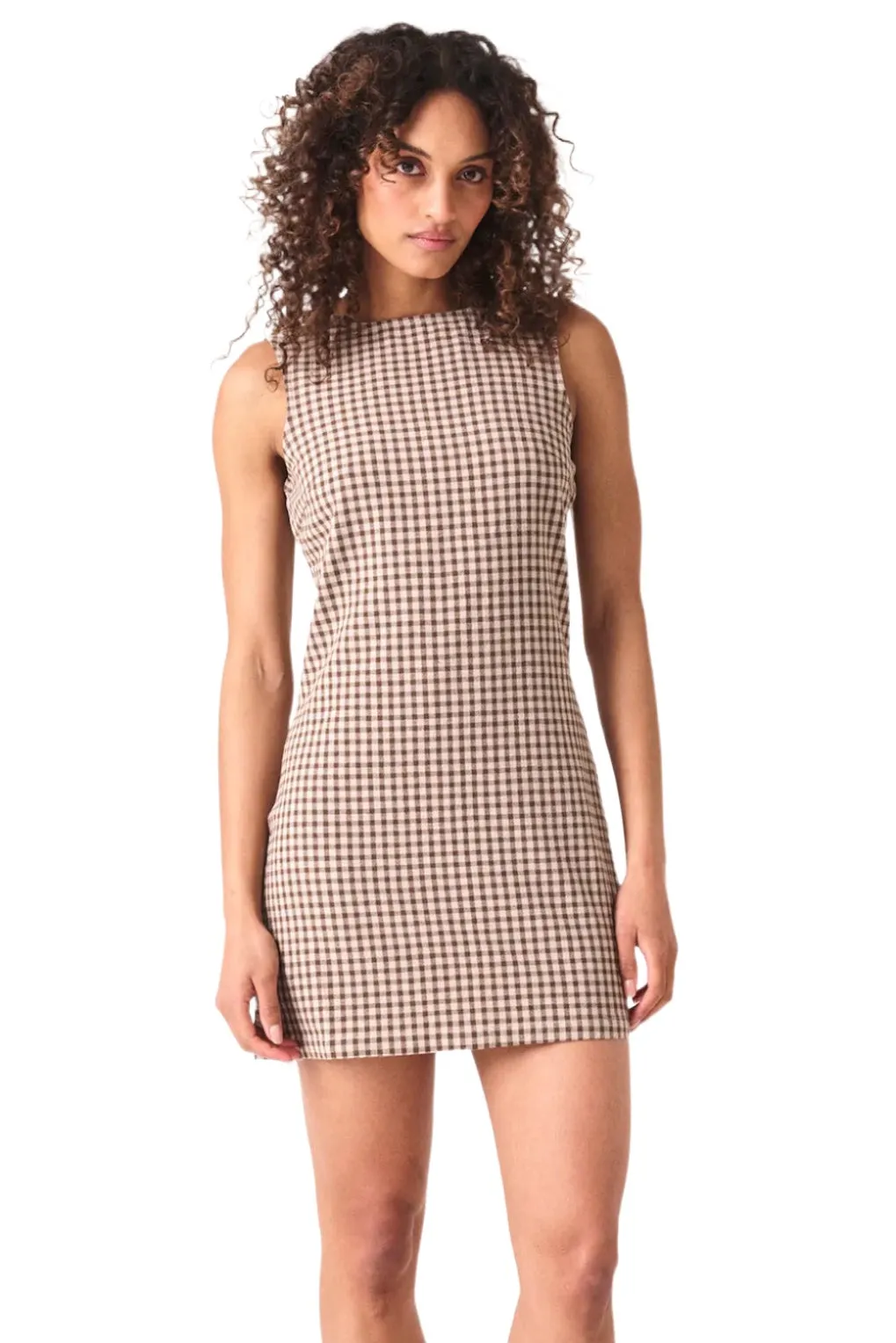 ROLLAS Womens Shift Dress Gingham - Khaki