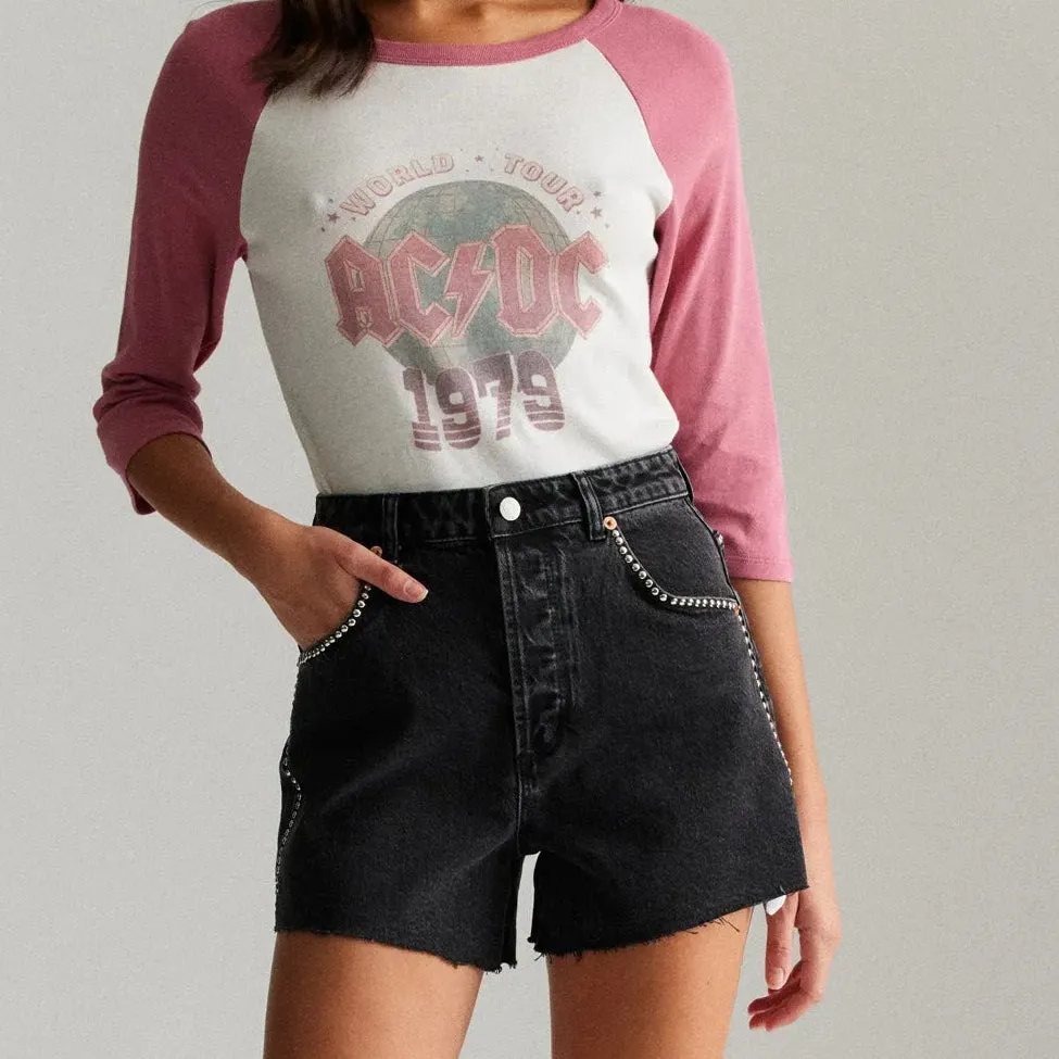 ROLLAS x ACDC Womens Mirage Short Thunder Stud - Washed Black