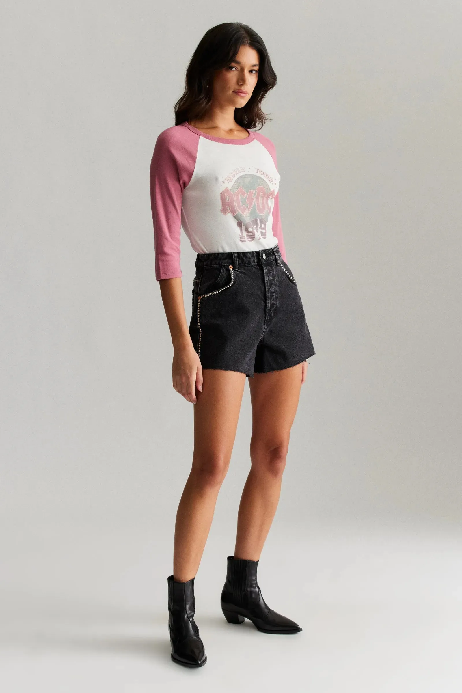 ROLLAS x ACDC Womens Mirage Short Thunder Stud - Washed Black