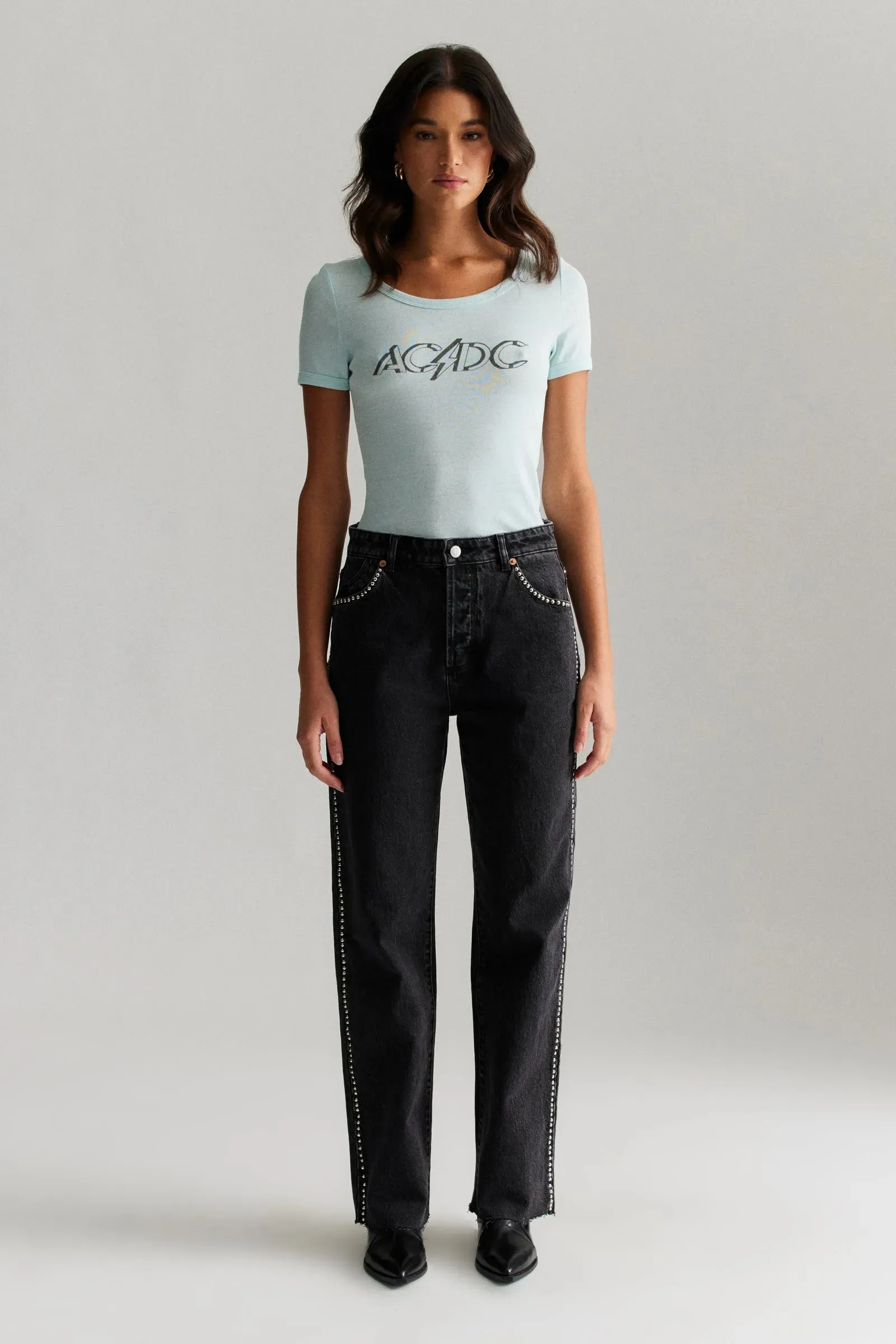 ROLLAS x ACDC Womens Old School Baby tee - Baby Blue