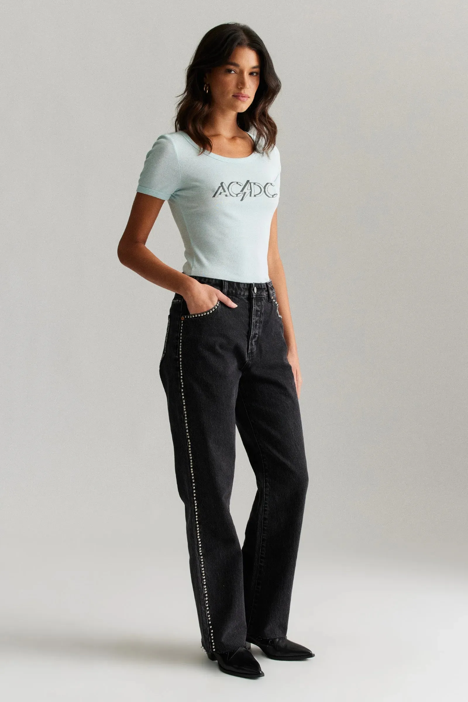 ROLLAS x ACDC Womens Old School Baby tee - Baby Blue