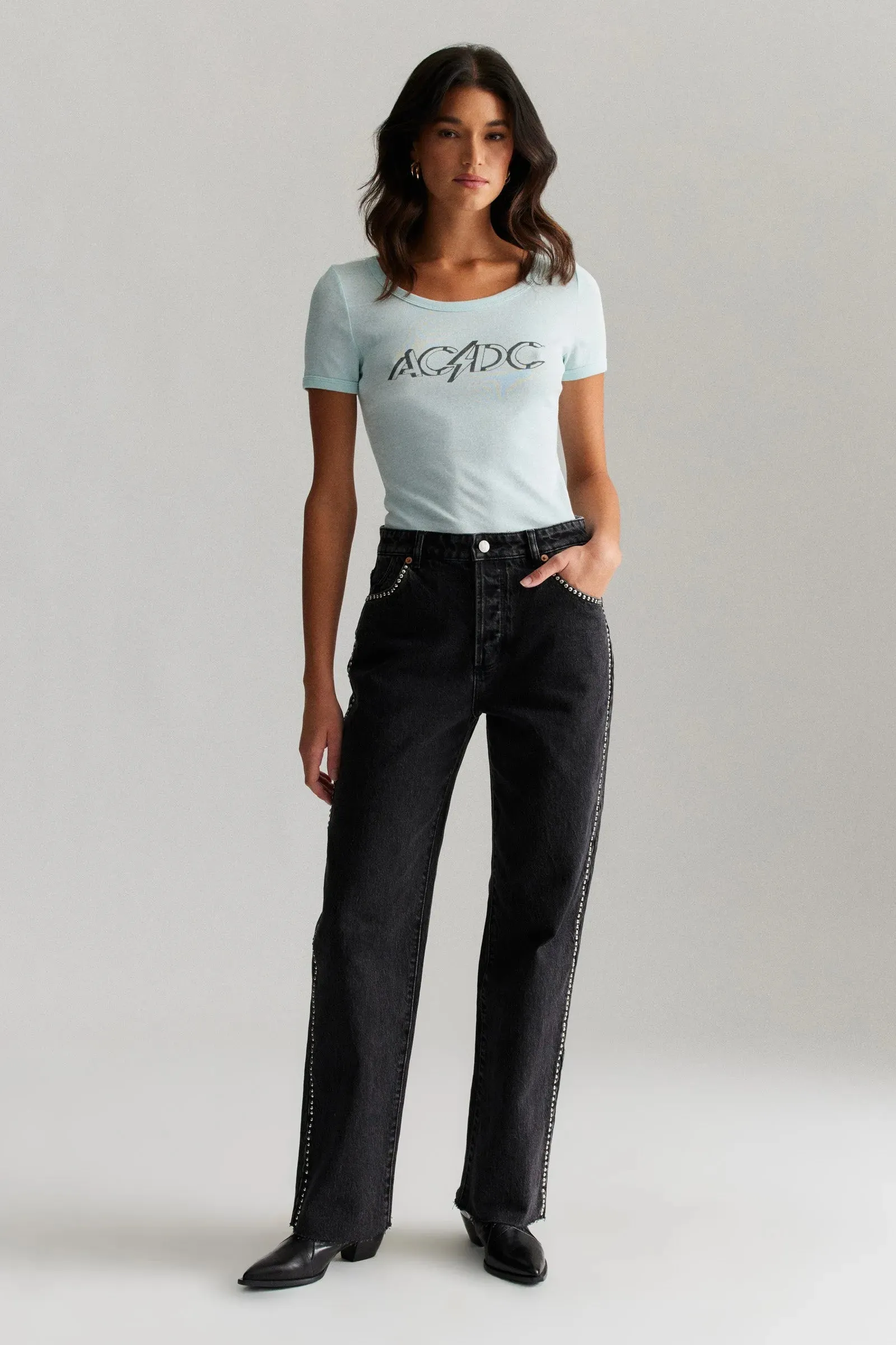 ROLLAS x ACDC Womens Old School Baby tee - Baby Blue