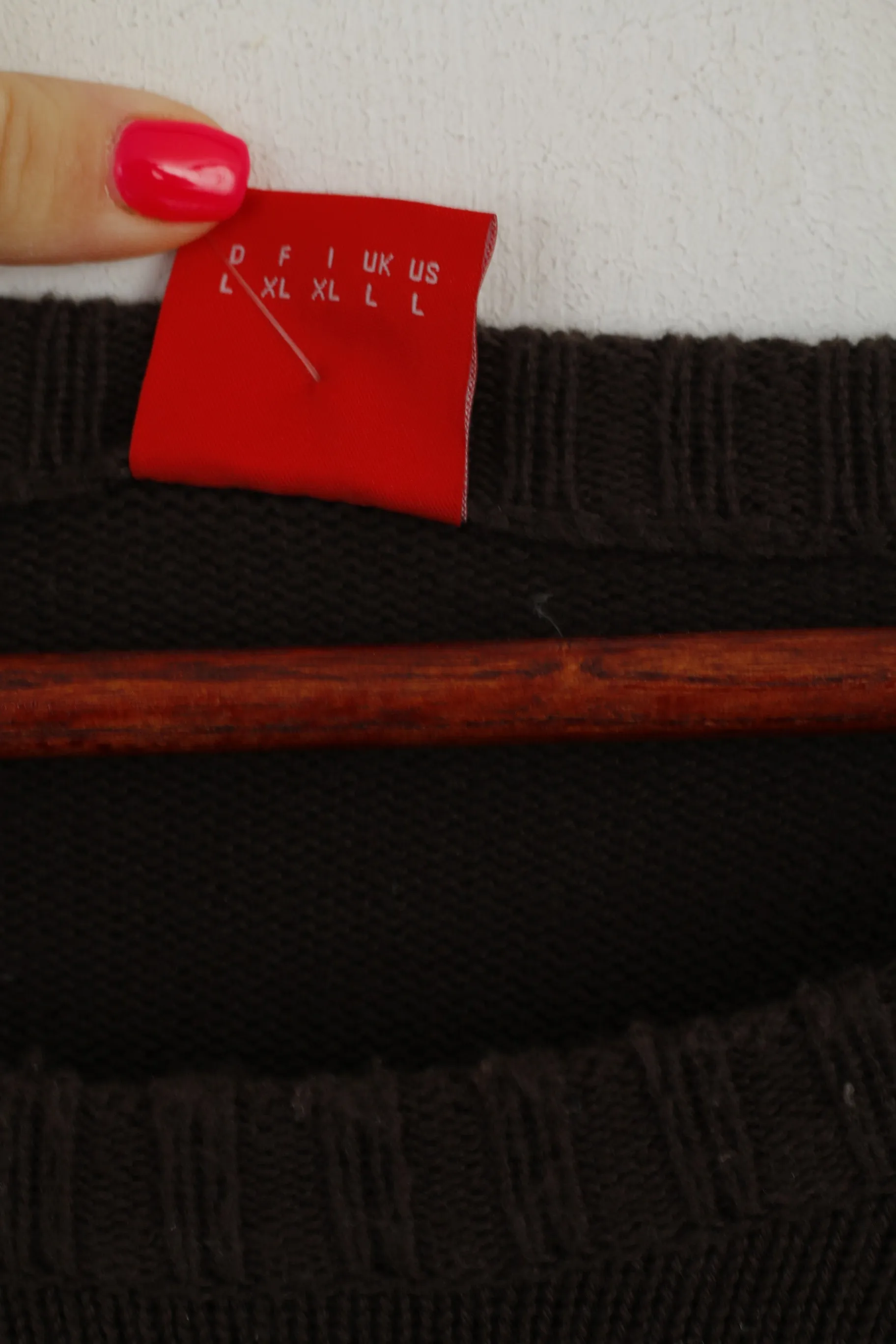 S. Oliver Men L Jumper Brown Cotton Graphic Motor Delivery Crew Neck Sweater