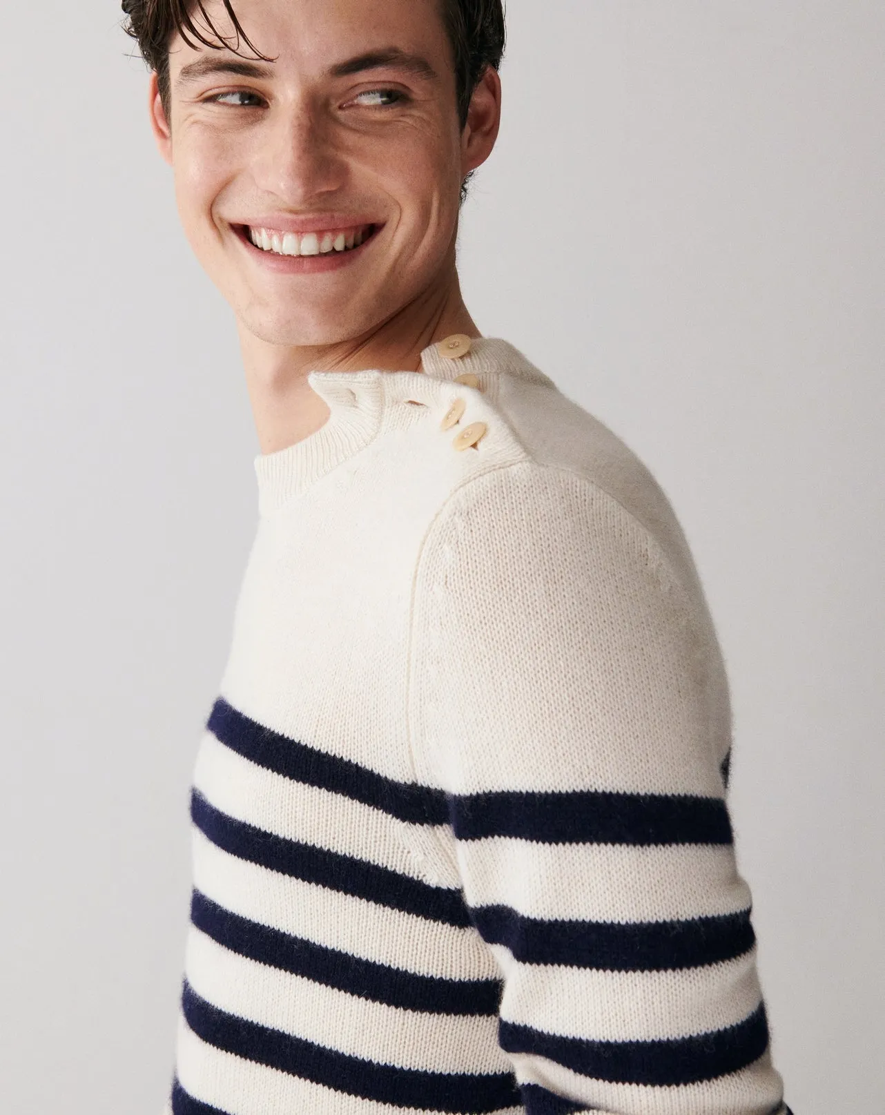 Sailor-style jumper with buttoned shoulder Eric Bompard