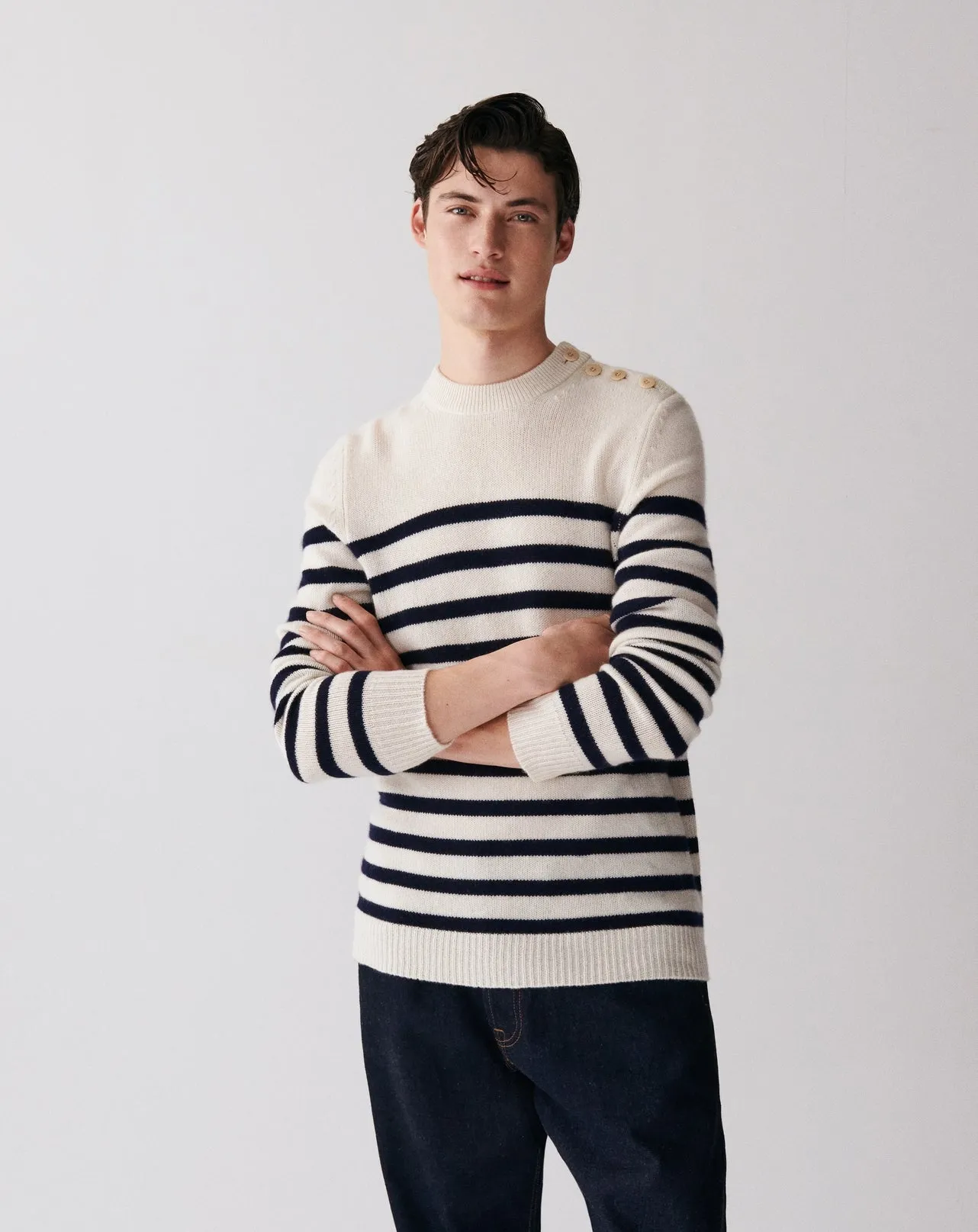 Sailor-style jumper with buttoned shoulder Eric Bompard