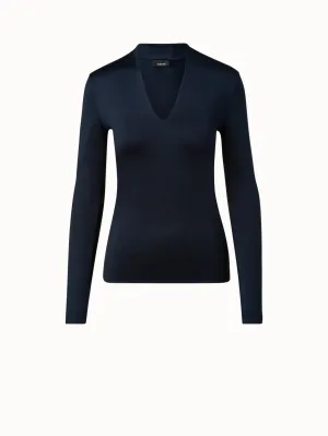 Silk Jersey Stretch Top with V-Neck Akris