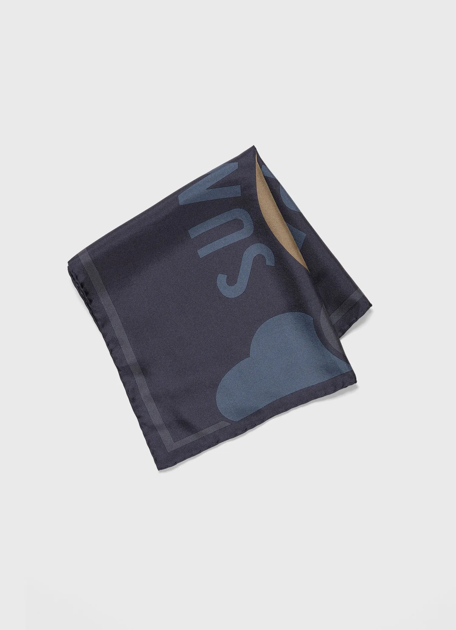 Silk Pocket Square in Navy/Slate Blue Sunspel