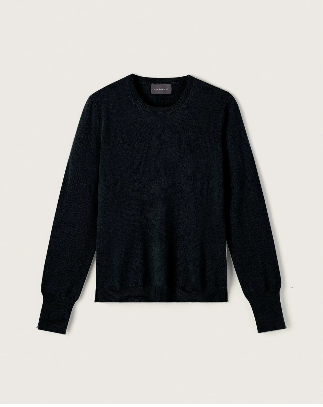 Slit edges fitted crew neck jumper Eric Bompard