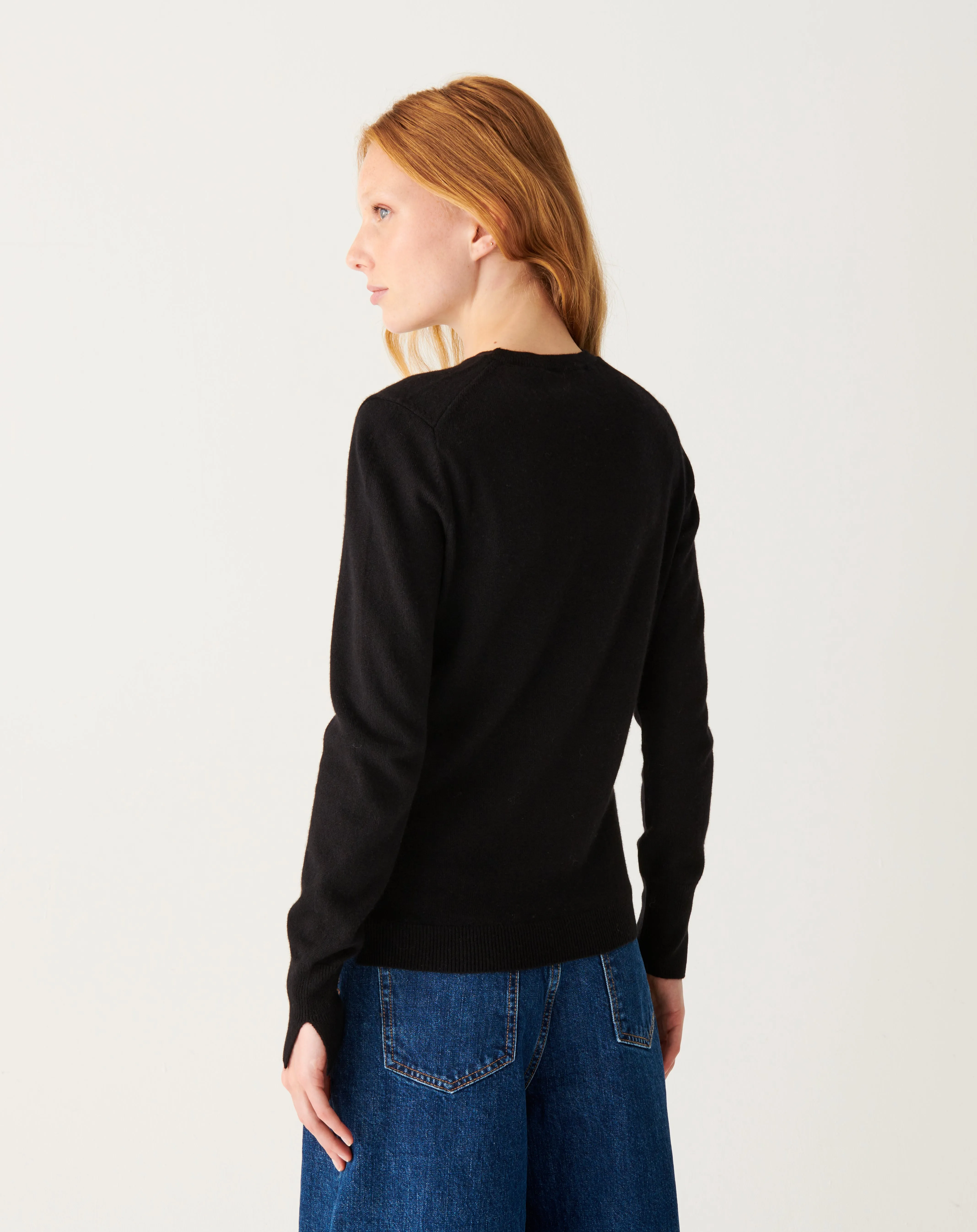 Slit edges fitted crew neck jumper Eric Bompard