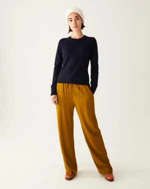 Slit edges fitted crew neck jumper Eric Bompard