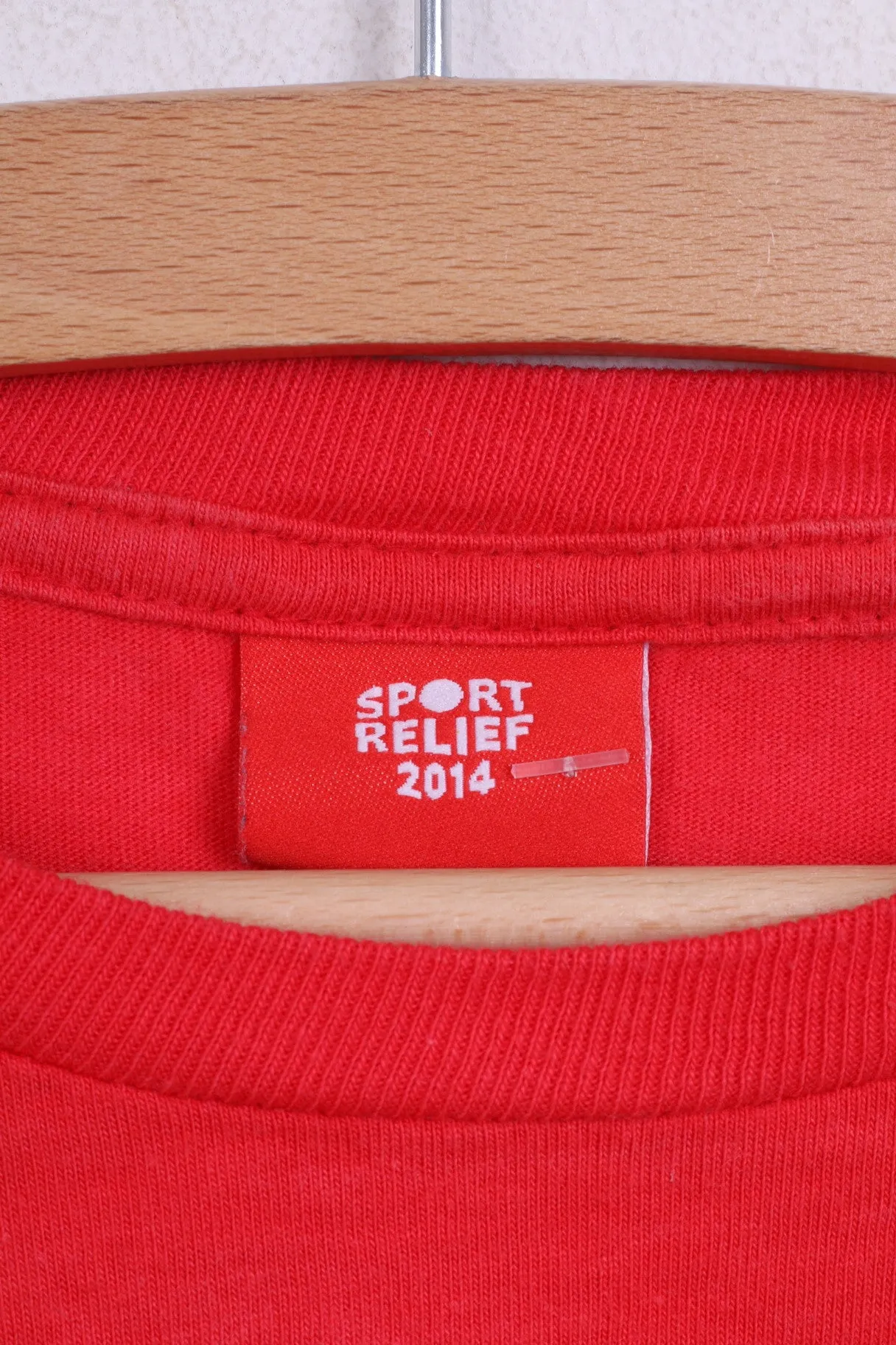 Sport Relief 2014 Womens XS T-Shirt Red Crew Neck Cotton Swim Run Cycle