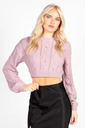 Stardust Cable Knit Rhinestone Sweater