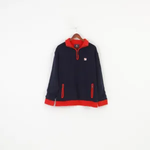 Starling Men L Jumper Navy Blue Collar Zip Neck Pockets Long Sleeve Ocean Gear Top