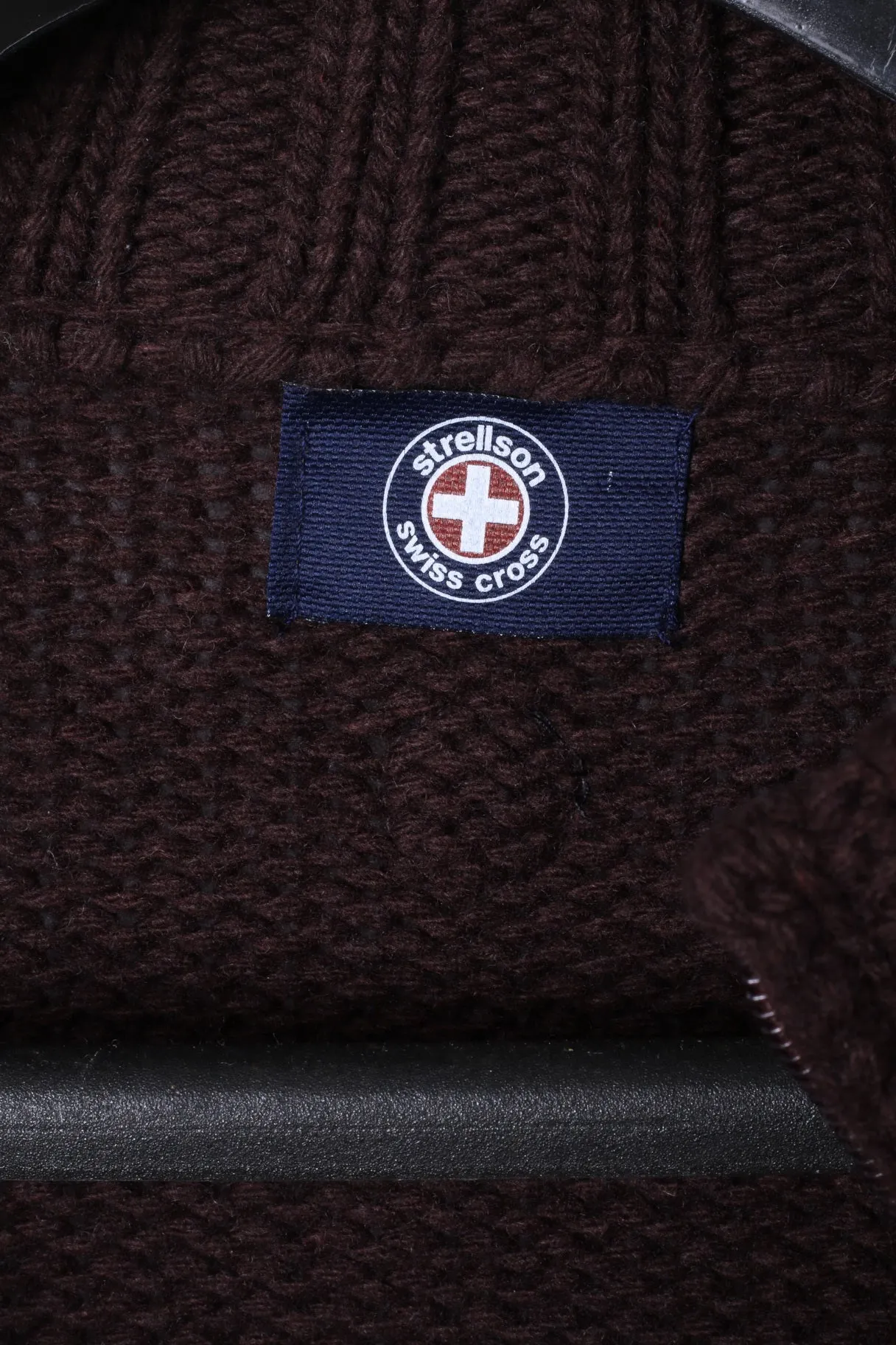 Strellson Swiss Cross Mens XXL Sweater Brown Zip Up Cardigan Wool Blend Made in Italy