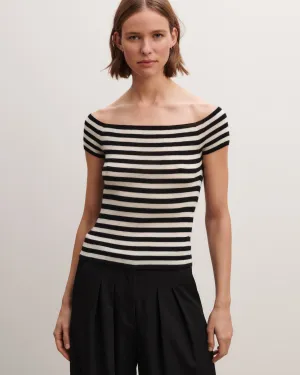 Striped top in plain knit Eric Bompard
