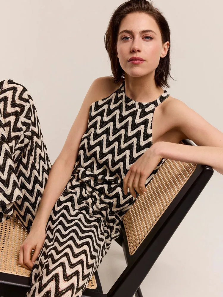 Summum Crochet Tank Top Black & Ivory