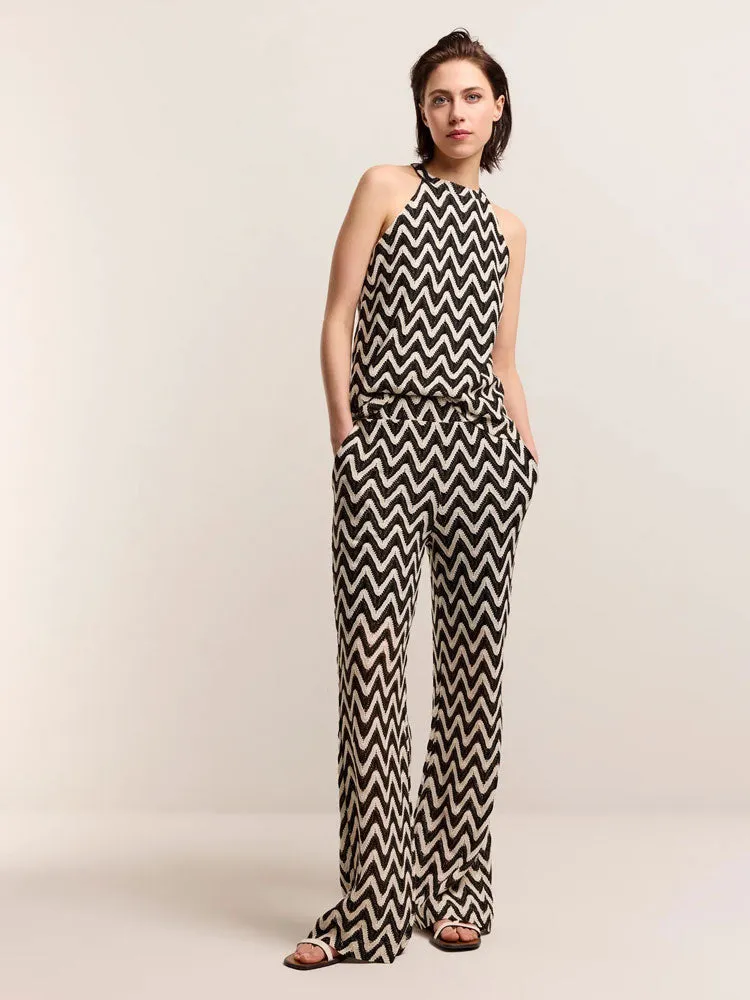 Summum Crochet Tank Top Black & Ivory