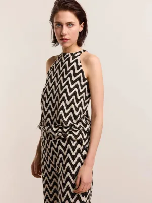 Summum Crochet Tank Top Black & Ivory