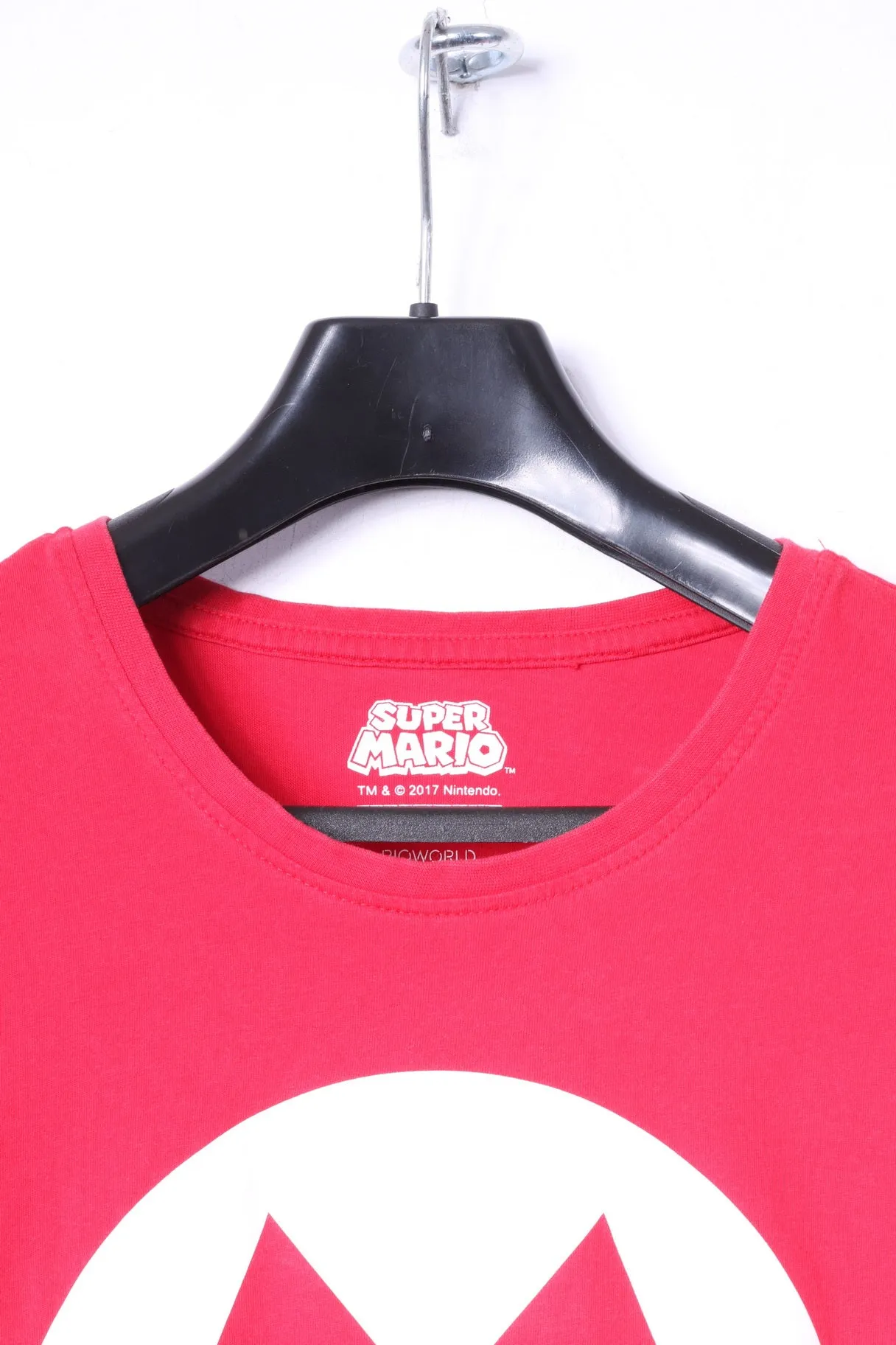 Super Mario Womens M Shirt Red Cotton Nintendo Logo Stretch Top