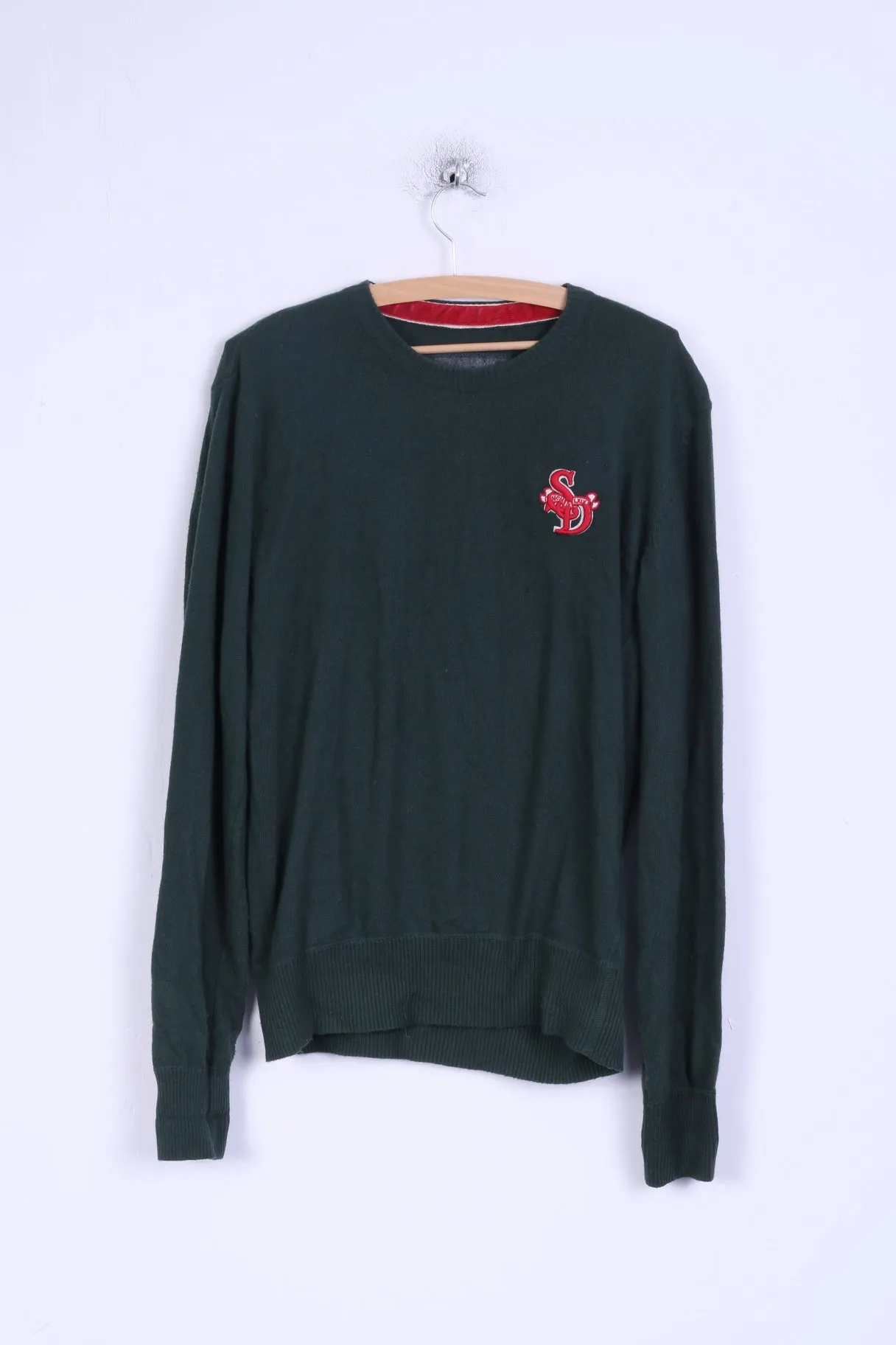 Superdry Mens M Jumper Green Cotton Japan Sweater Crew Neck