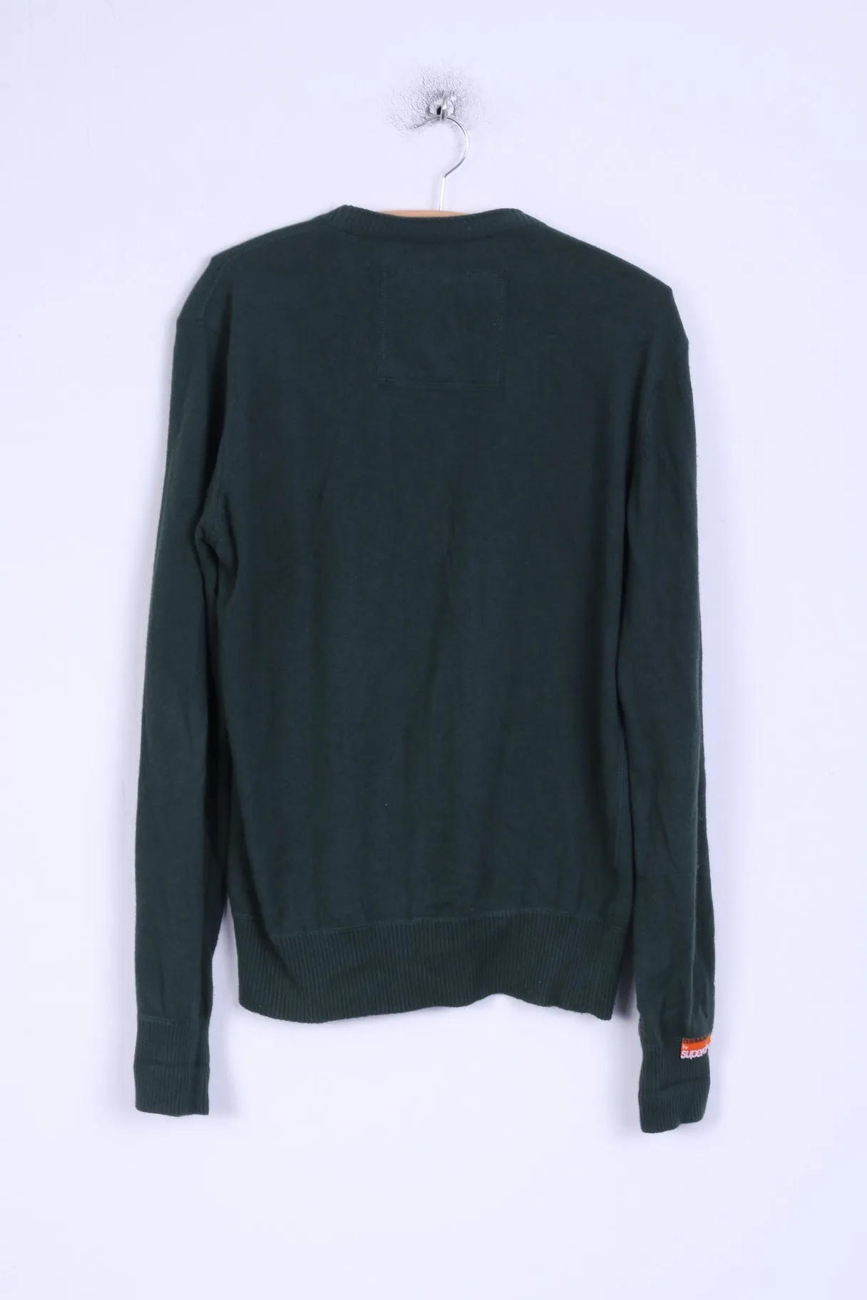 Superdry Mens M Jumper Green Cotton Japan Sweater Crew Neck