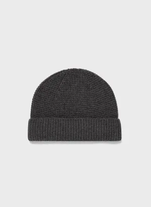 Textured Waffle Hat in Charcoal Melange Sunspel