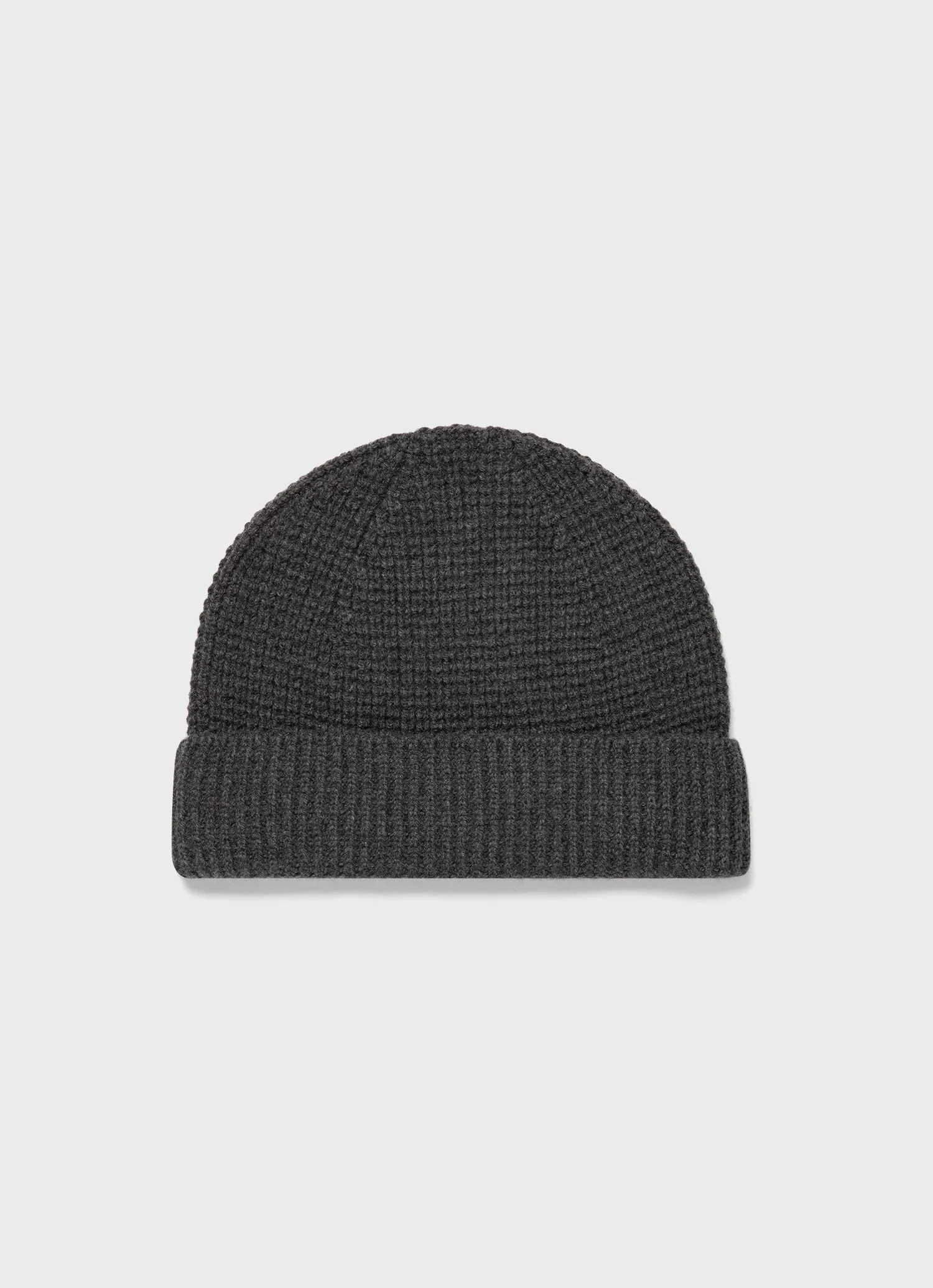 Textured Waffle Hat in Charcoal Melange Sunspel