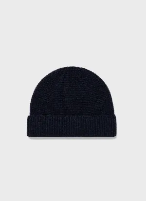 Textured Waffle Hat in Navy Sunspel