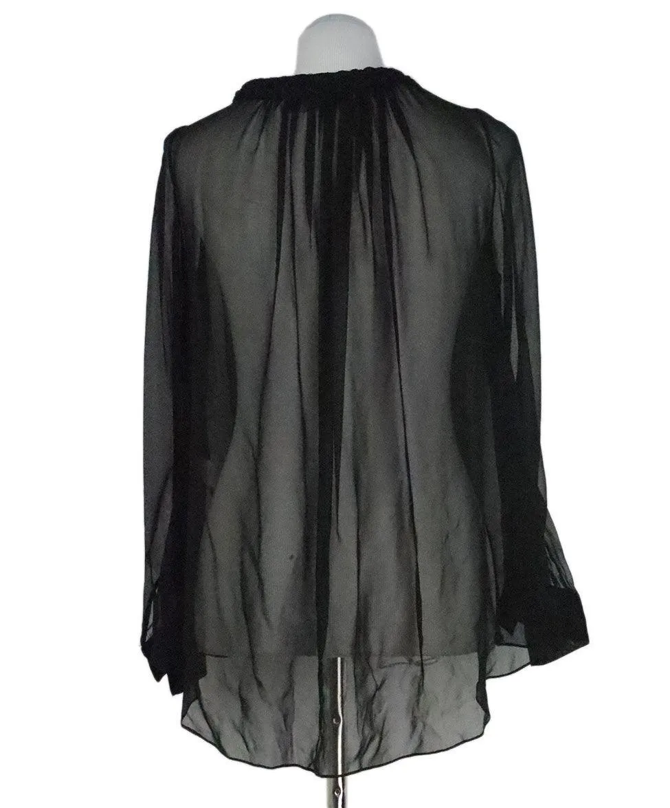 Thakoon Black Silk Sheer Blouse sz 4