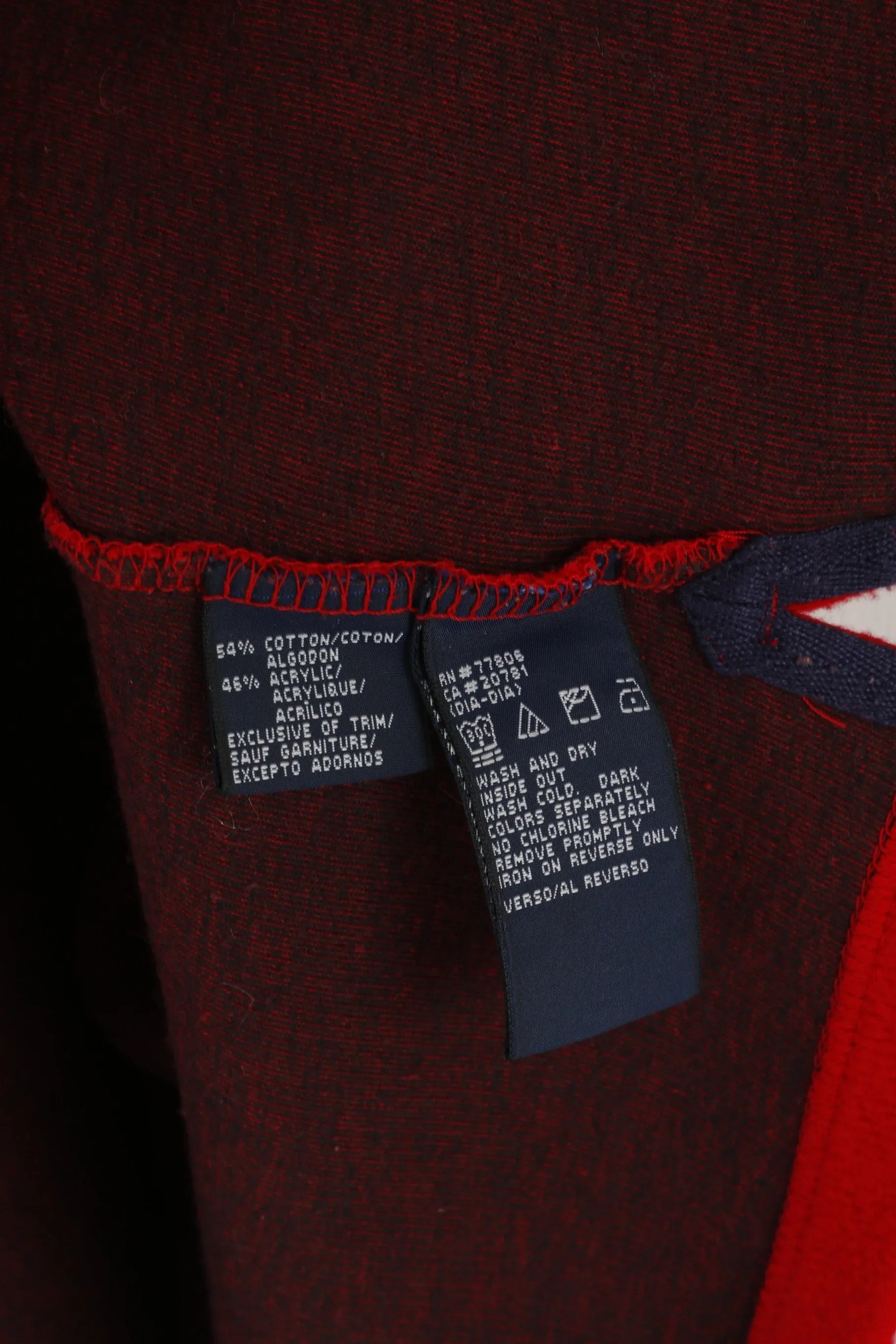 Tommy Hilfiger Men L Jumper Red Cotton Blend Cold Stop V Neck Sweater