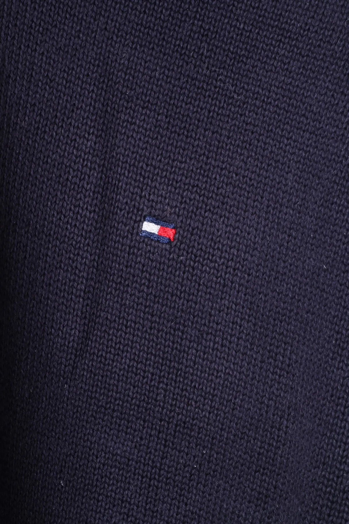 Tommy Hilfiger Mens S Jumper Navy 100% Cotton V Neck Knitwear Top