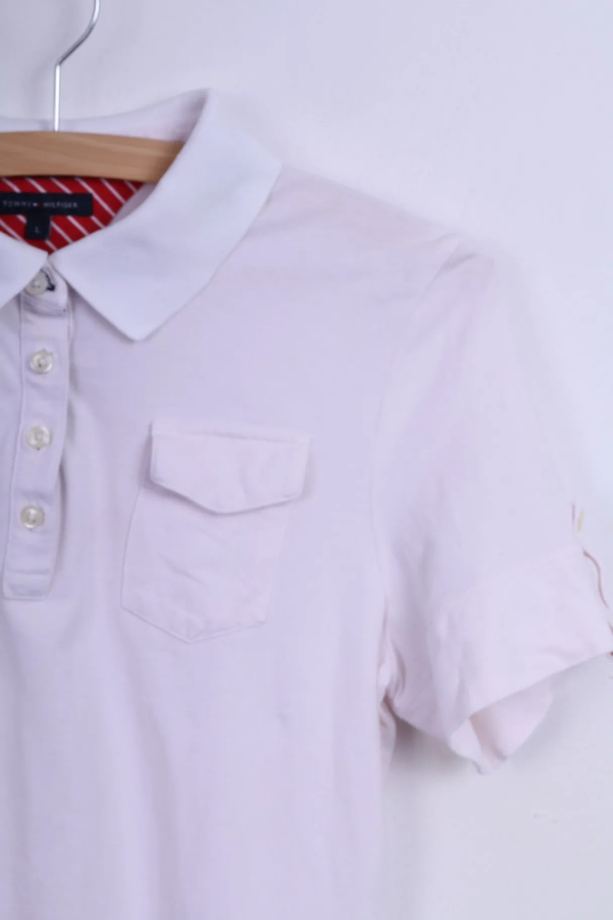 Tommy Hilfiger Womens S Polo Shirt Cotton White Short Sleeve Slim Fit