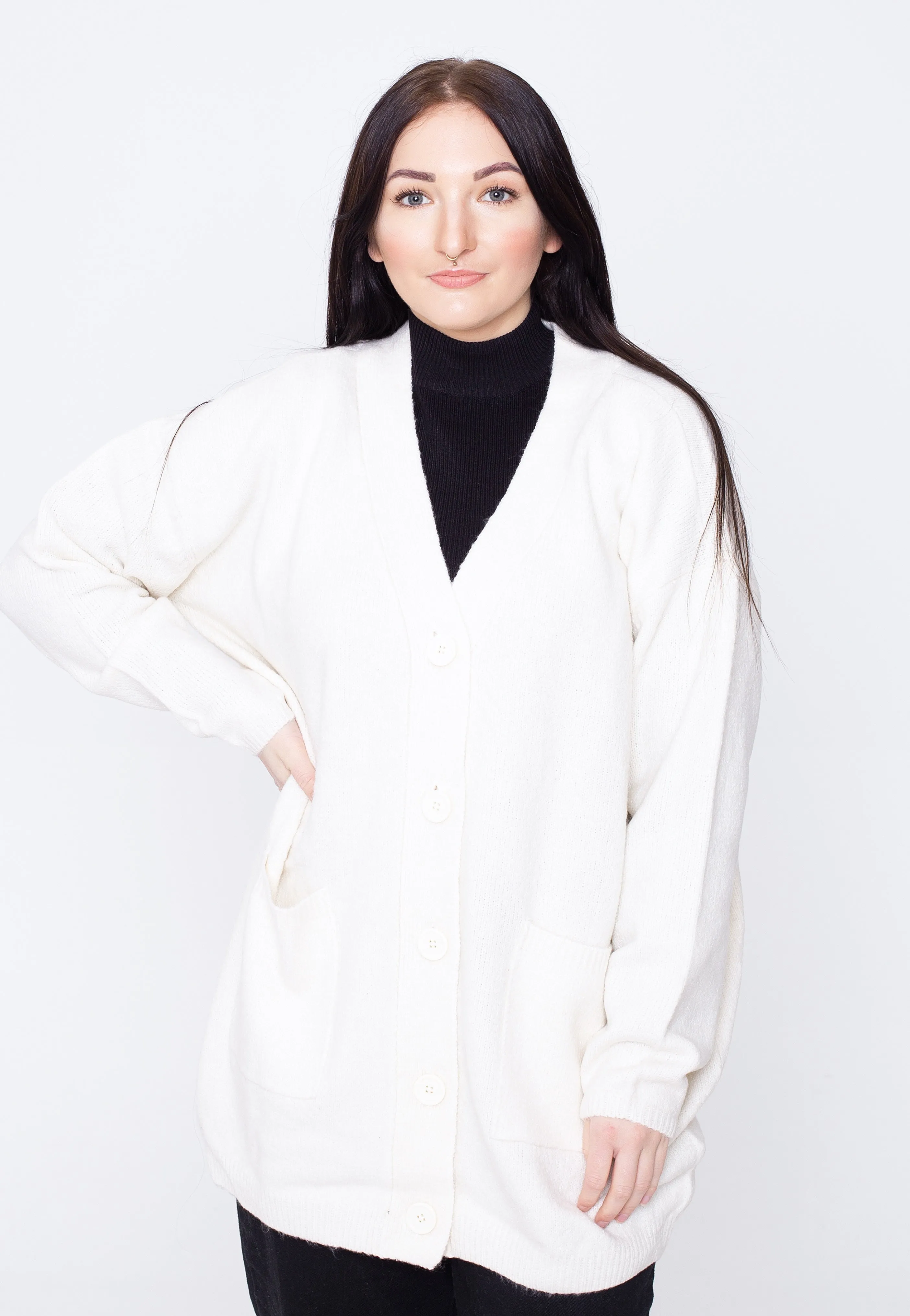 Urban Classics - Chunky Fluffy Knit White Sand - Cardigan