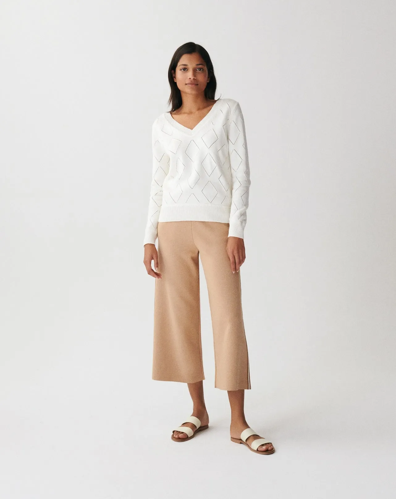 V-neck openwork balloon sleeves Eric Bompard