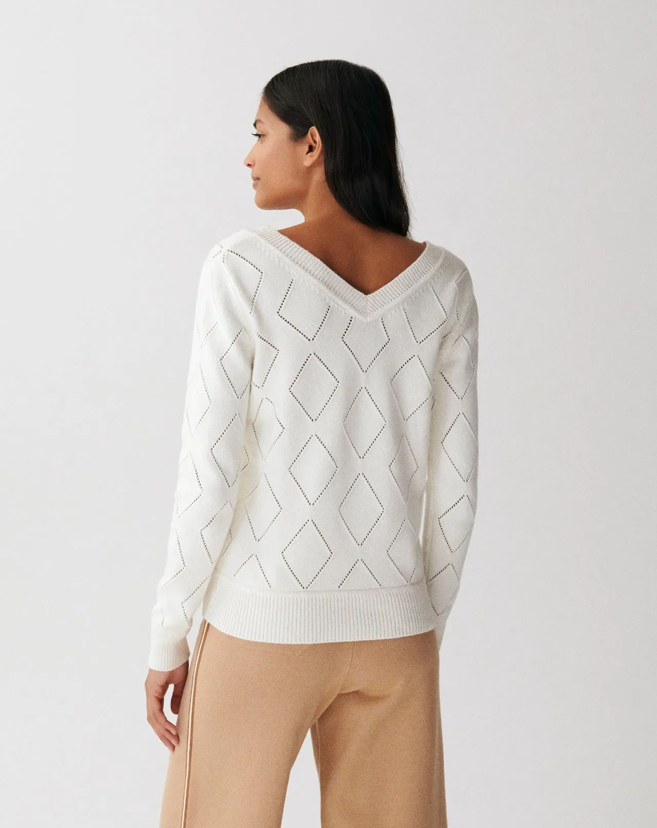 V-neck openwork balloon sleeves Eric Bompard