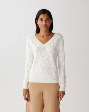 V-neck openwork balloon sleeves Eric Bompard